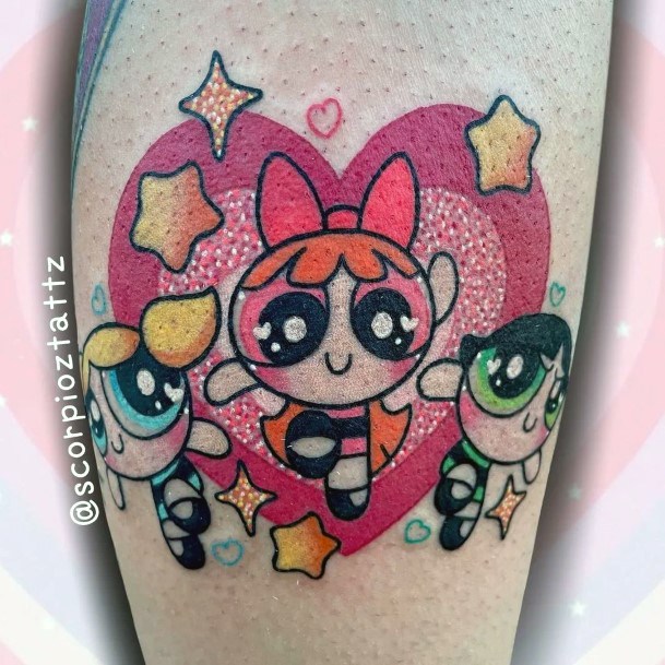 Girl With Darling Powerpuff Girls Buttercup Tattoo Design