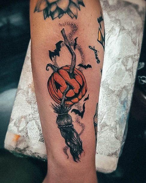 Girl With Darling Pumpkin Tattoo Design