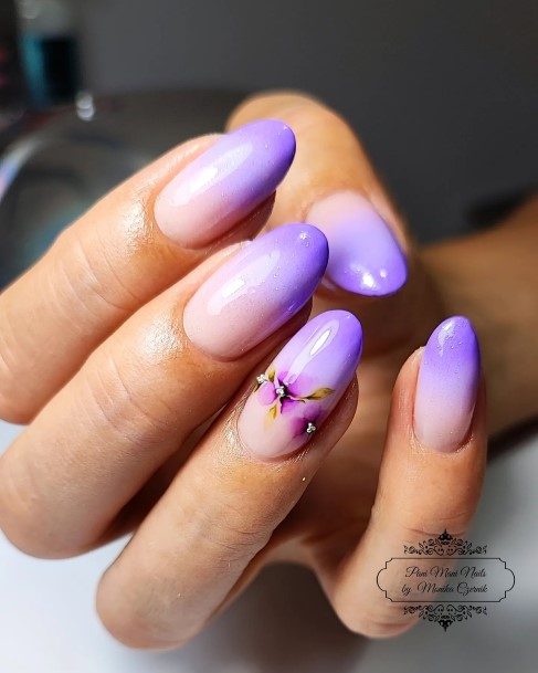 Girl With Darling Purple Ombre Nail Design