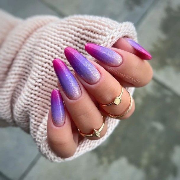 Girl With Darling Purple Summer Nail Design