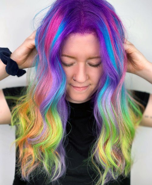 Girl With Darling Rainbow Hairstyles Design