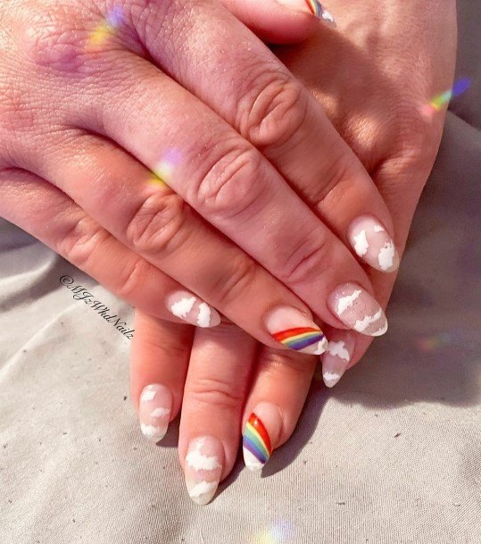 Girl With Darling Rainbow Nail Design