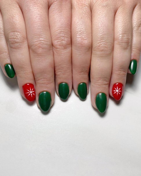 Girl With Darling Red And Green Nail Design