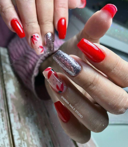 Girl With Darling Red Dress Nail Design