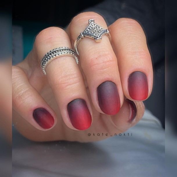 Girl With Darling Red Ombre Nail Design