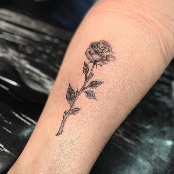 Girl With Darling Rose Forearm Tattoo Design