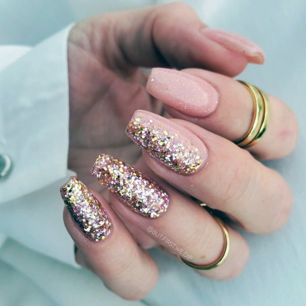 Girl With Darling Rose Gold Nail Design