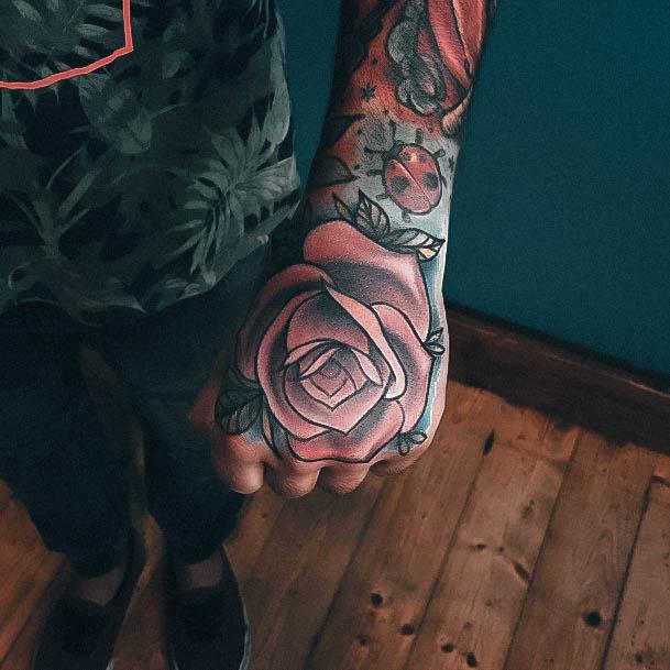 Girl With Darling Rose Hand Tattoo Design Sleeve On Forearm