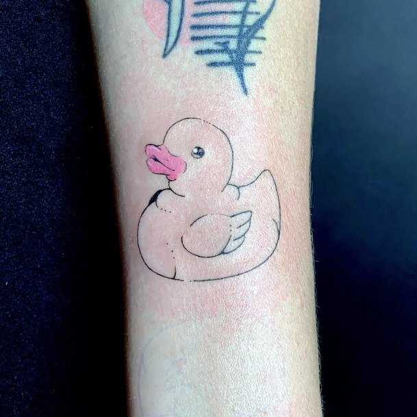 Girl With Darling Rubber Duck Tattoo Design