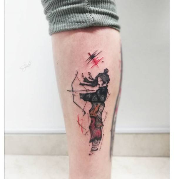 Girl With Darling Sagittarius Tattoo Design Leg