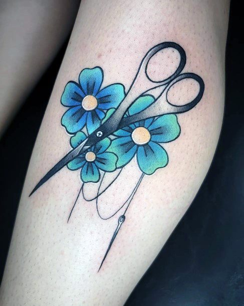 Girl With Darling Scissors Tattoo Design