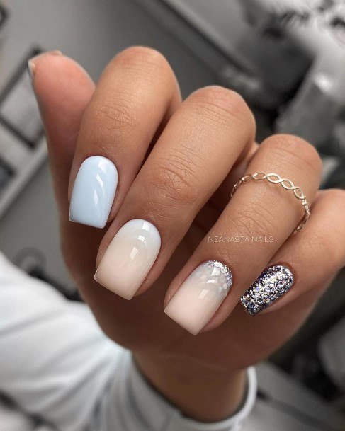 Girl With Darling Silver Nail Design