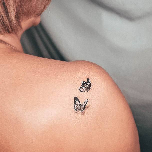 Girl With Darling Small Butterfly Tattoo Design