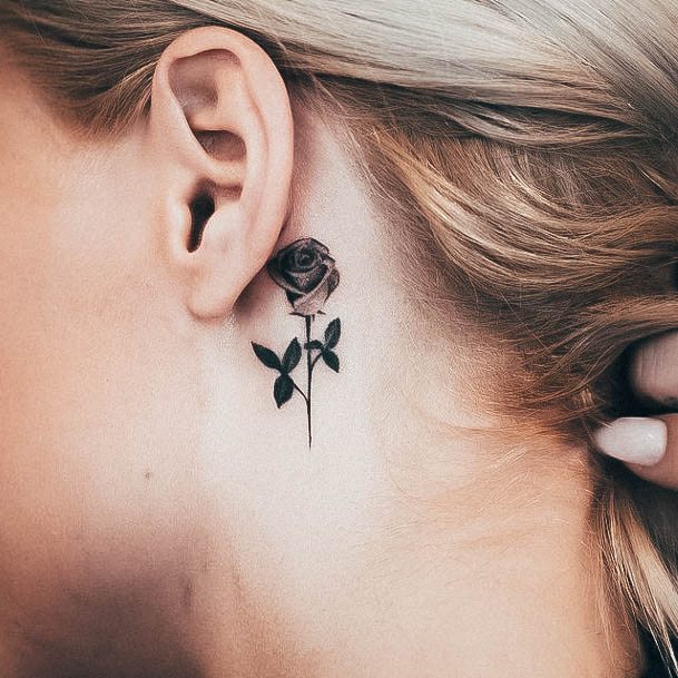 Girl With Darling Small Rose Tattoo Design