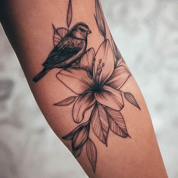 Girl With Darling Small Sparrow Tattoo Design