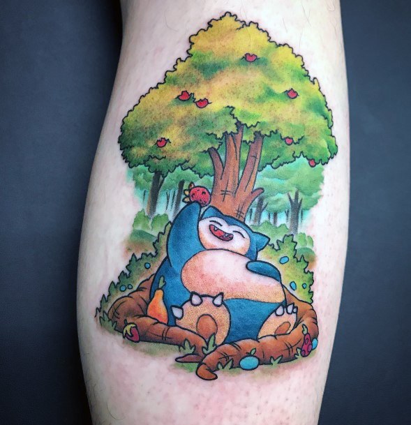 Girl With Darling Snorlax Tattoo Design