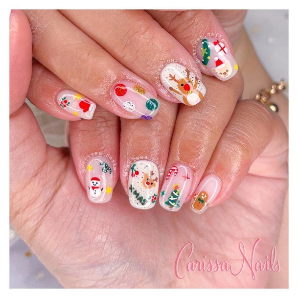 Girl With Darling Snowman Nail Design