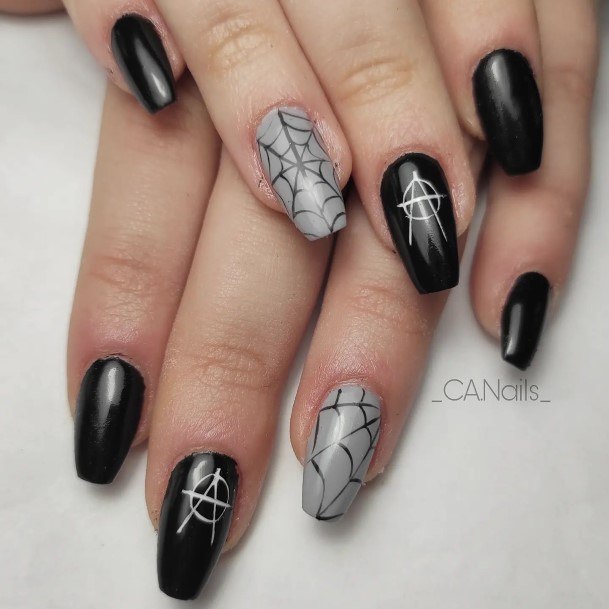 Girl With Darling Spider Nail Design