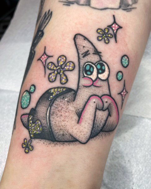 Girl With Darling Spongebob Tattoo Design