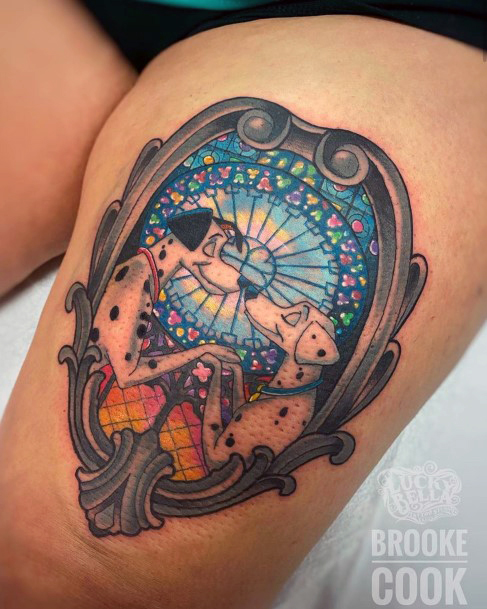 Girl With Darling Stained Glass Tattoo Design