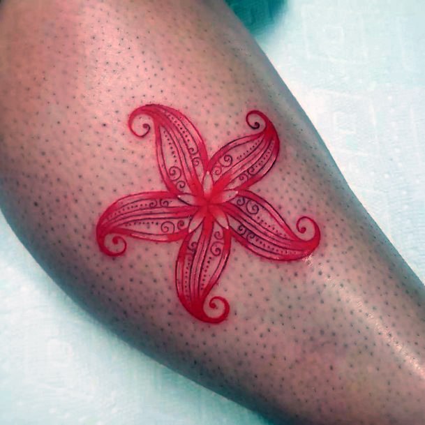 Girl With Darling Starfish Tattoo Design