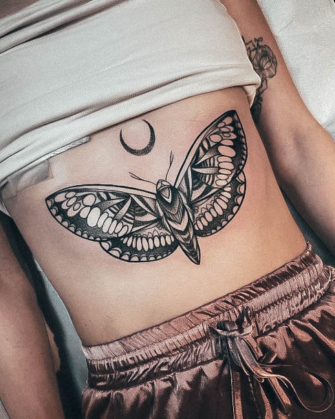 Girl With Darling Stomach Tattoo Design