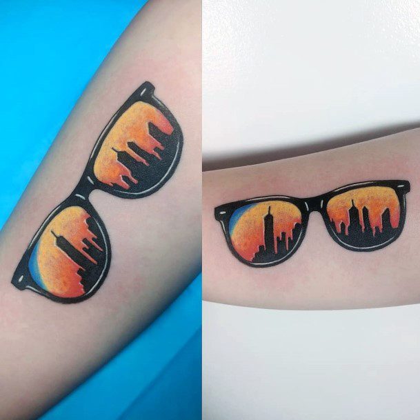 Girl With Darling Sunglasses Tattoo Design