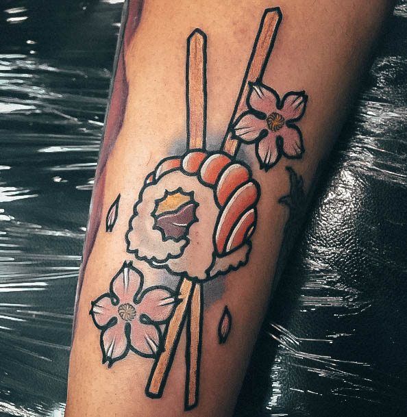 Girl With Darling Sushi Tattoo Design