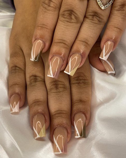 Girl With Darling Tan Nail Design