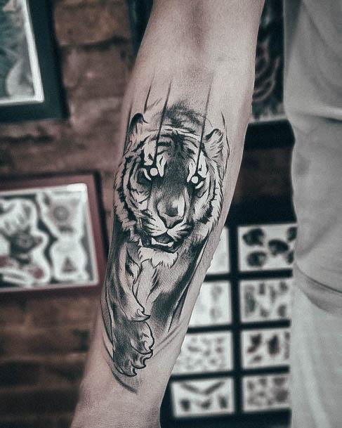 Girl With Darling Tiger Tattoo Design