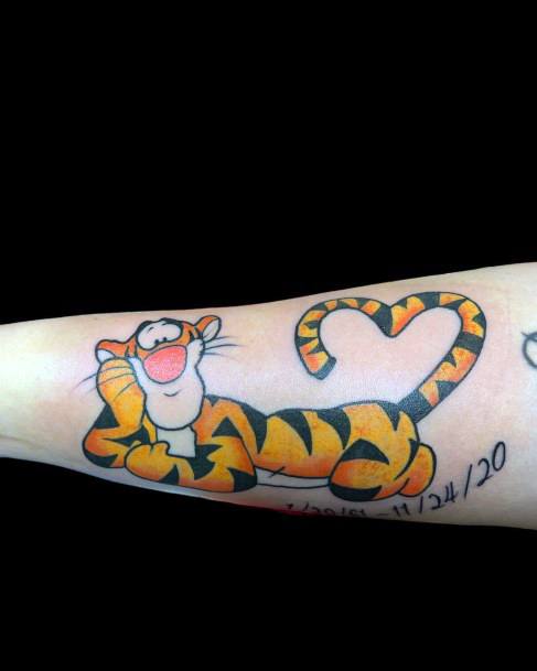 Girl With Darling Tigger Tattoo Design