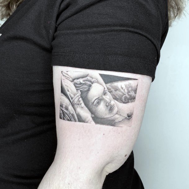 Girl With Darling Titanic Tattoo Design