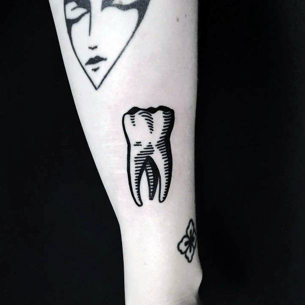 Girl With Darling Tooth Tattoo Design