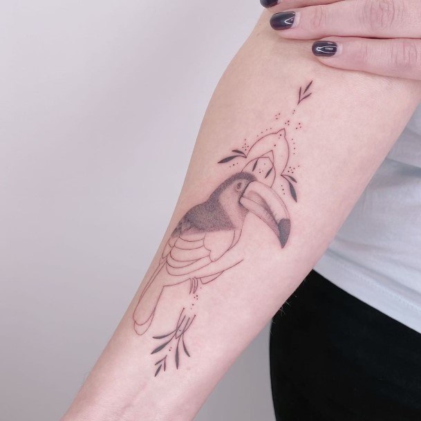 Girl With Darling Toucan Tattoo Design