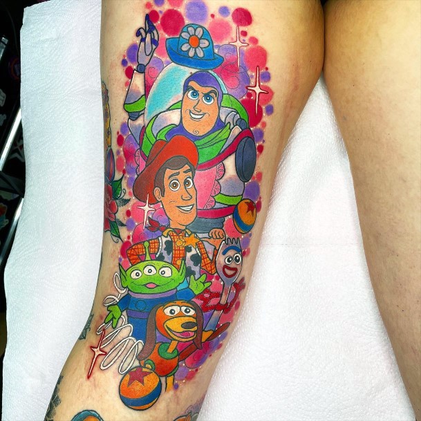 Girl With Darling Toy Story Tattoo Design