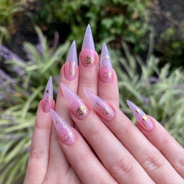 Girl With Darling Translucent Pink Nail Design