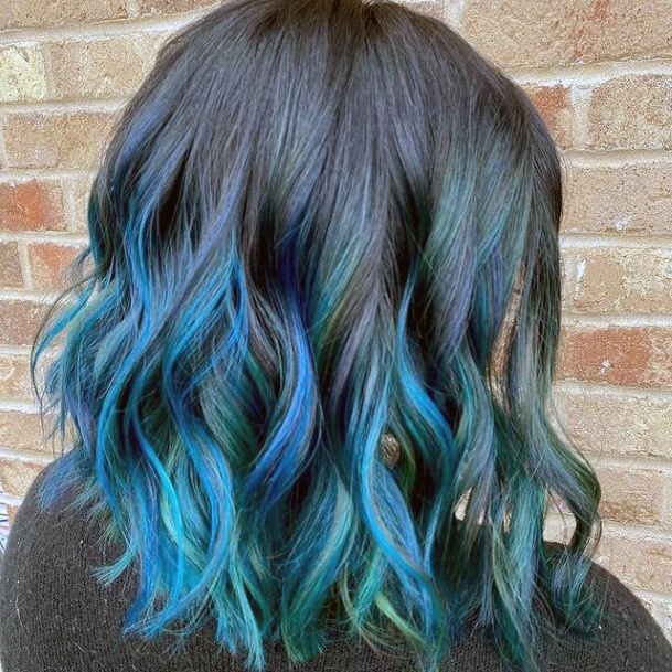 Girl With Darling Turquoise Ombre Hairstyles Design