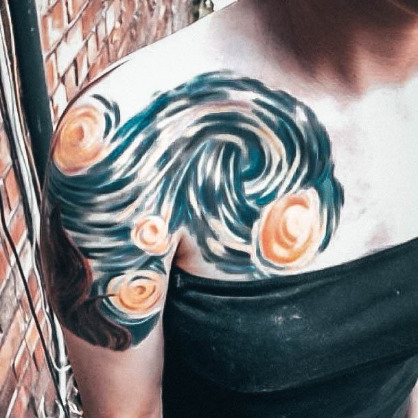 Girl With Darling Van Gogh Tattoo Design