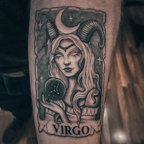 Girl With Darling Virgo Tattoo Design