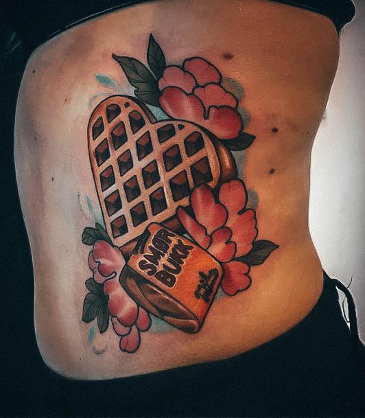 Girl With Darling Waffle Tattoo Design