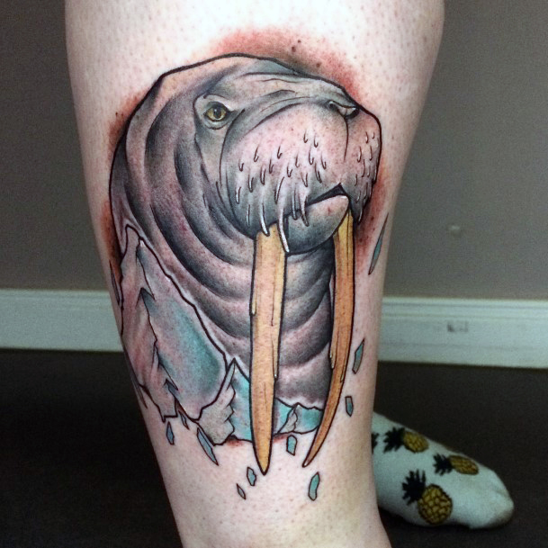 Girl With Darling Walrus Tattoo Design