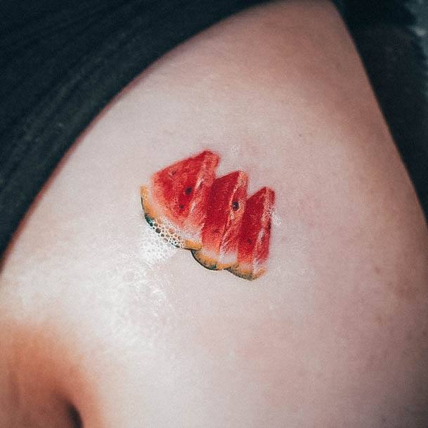 Girl With Darling Watermelon Tattoo Design