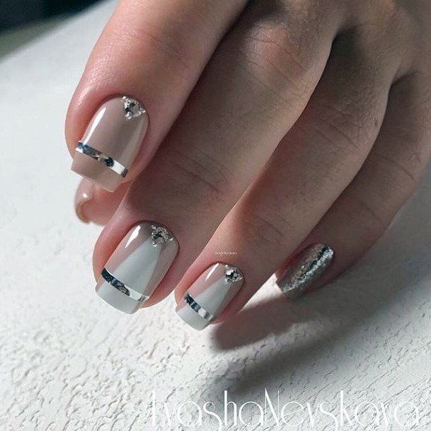 Girl With Darling White Dress Nail Design