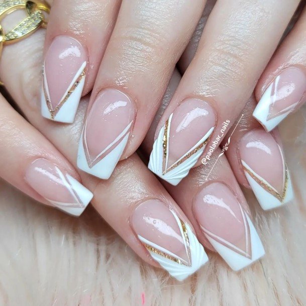 Girl With Darling White French Tip Nail Design