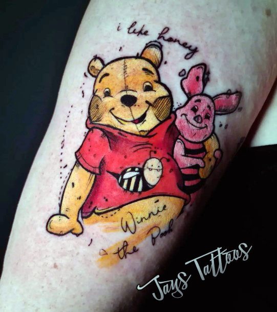 Girl With Darling Winnie The Pooh Tattoo Design