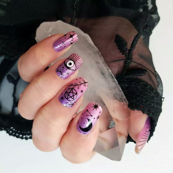 Girl With Darling Witch Nail Design