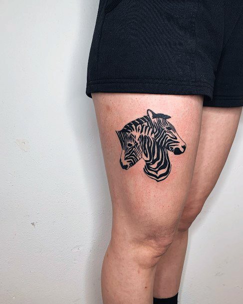 Girl With Darling Zebra Tattoo Design