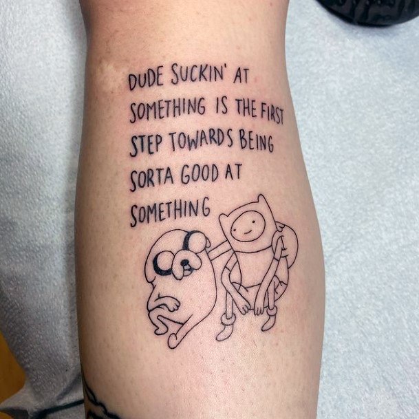 Girl With Feminine Adventure Time Tattoo