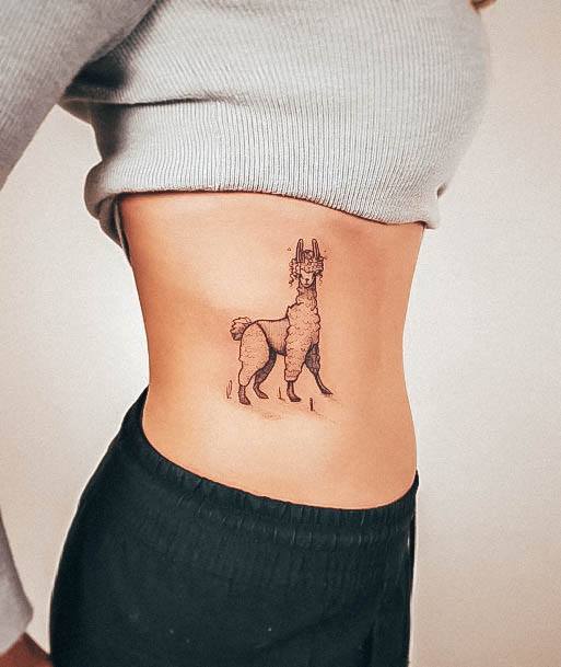 Girl With Feminine Alpaca Tattoo