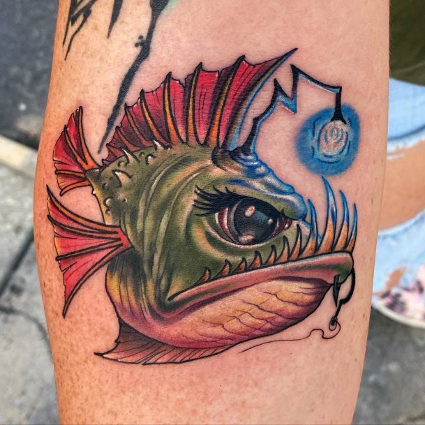 Girl With Feminine Anglerfish Tattoo